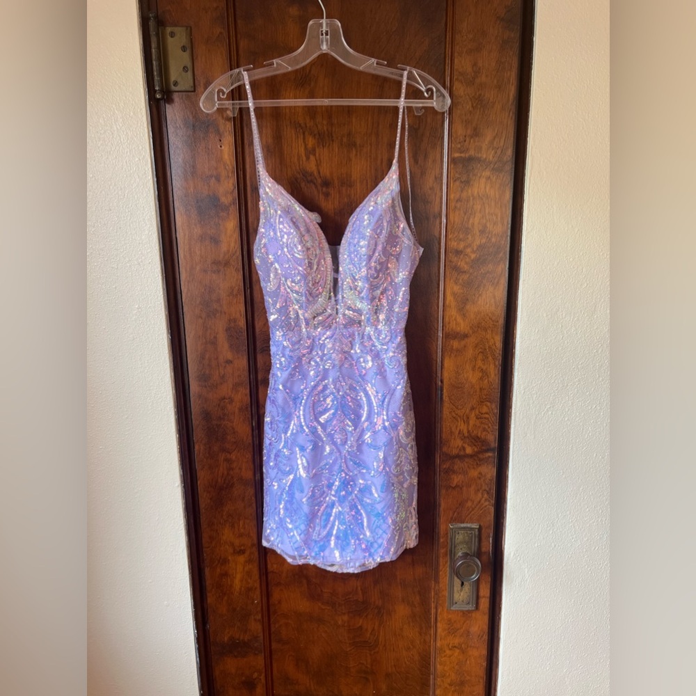 size 2, beautiful mermaid corset top mini dress with lace up back